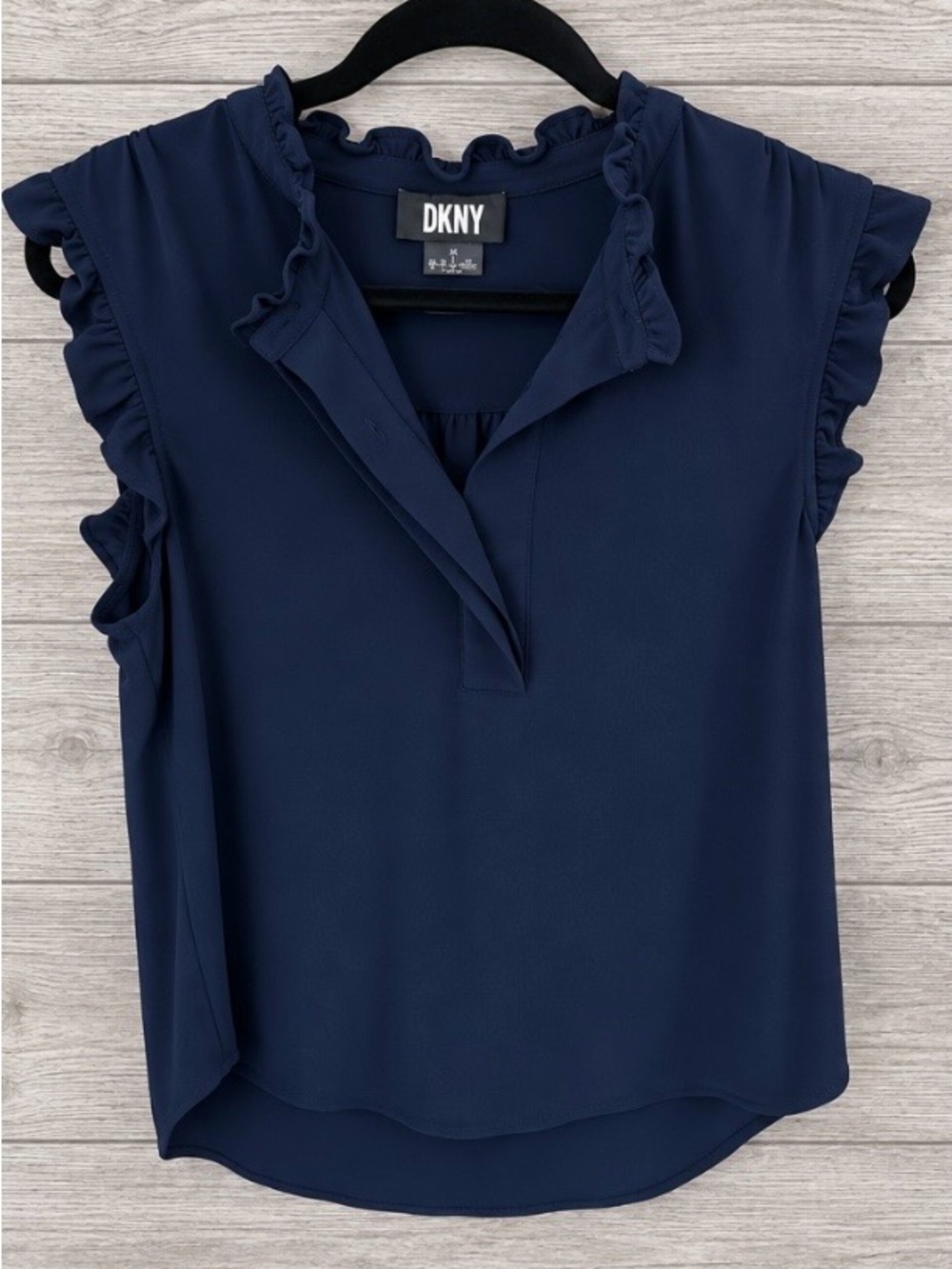 DKNY Navy Ruffle Trim Sleeveless Camisole